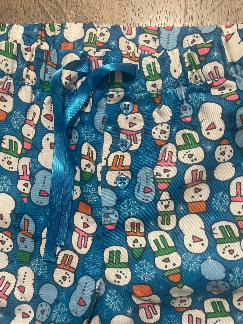 Old Navy Blue Snowman Print Kids Pajama Bottoms